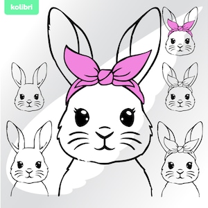 Lapin bandana svg – Lapin svg – Lapin de Pâques svg – Lapin svg – Pâques svg – Visage d’animal mignon svg – eps, png, dxf, pdf, svg pour cricut