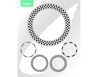 Checkered circle svg – Checkered pattern svg – Checkered frame svg – Rally svg – Race circle svg – eps, png, dxf, pdf, svg for cricut