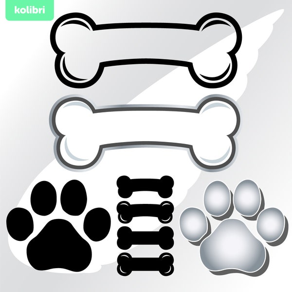 Bone svg – Bone clipart – Pet svg – Dog svg – Dog paw svg – Paw clipart – Monogram patrol svg – eps, png, dxf, pdf, svg for cricut, tshirt