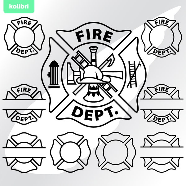 Fire svg – Firefighter svg – Fireman svg – Fire department svg – Fire fighter badge – Fire dept monogram – eps png, dxf, pdf, svg for cricut