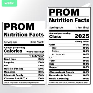 Svg du bal de promo - Svg de la promotion 2025 - Valeur nutritive svg - Svg nutrition - Svg de l'obtention du diplôme - Svg étiquette du bal de promo - eps, png, dxf, pdf, svg pour cricut
