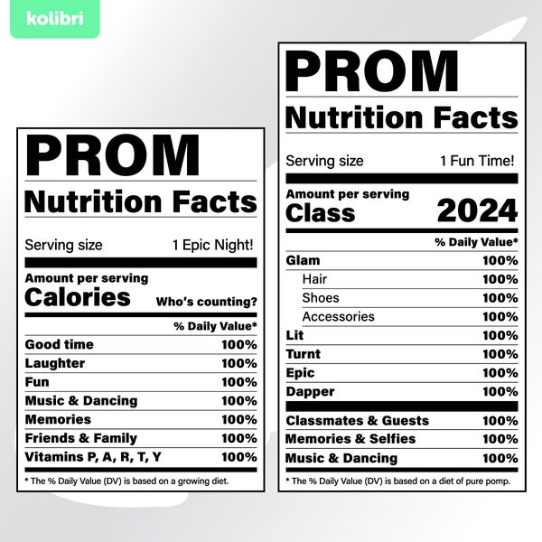 Prom svg – Class 2024 svg – Nutrition facts svg – Nutrition svg – Graduation svg – Prom label svg – eps, png, dxf, pdf, svg for cricut