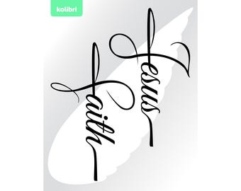 Faith svg – Faith cross svg – Jesus cross clipart – Jesus svg – Calligraphic cross – Flourish cross svg – eps, png, dxf, pdf svg for cricut