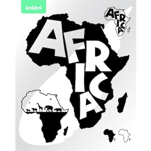 Africa svg – Africa clipart – African animals svg – Africa map svg – Black continent svg – eps, png, dxf, pdf, svg for cricut, sublimate