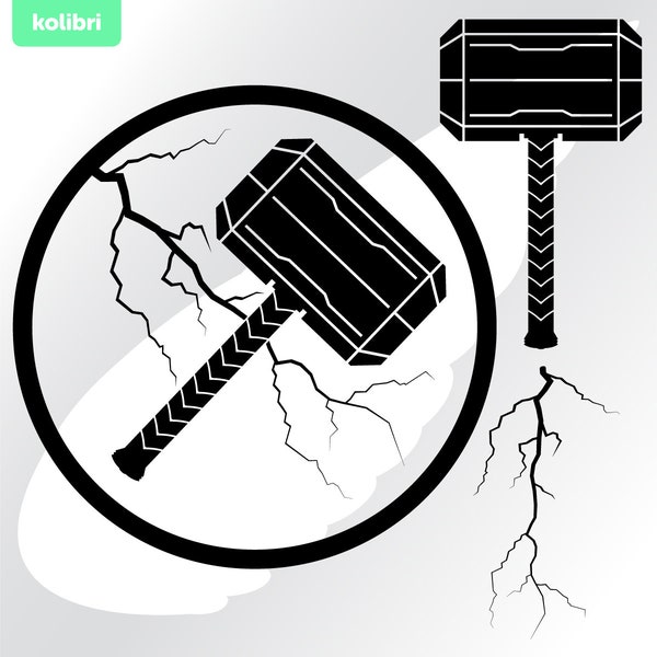 Thor hammer svg – Thor svg – Hammer clipart – Lightning svg – Thor sign svg – Nordic god svg – Viking svg – eps, png, dxf pdf svg for cricut