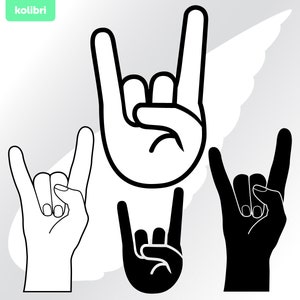 Cuernos SVG – Cuernos Clipart – Signo de fanático del rock SVG – Música metal SVG – Dedos emoji SVG – Mano de diablo SVG – eps, png, dxf, pdf, SVG para Cricut