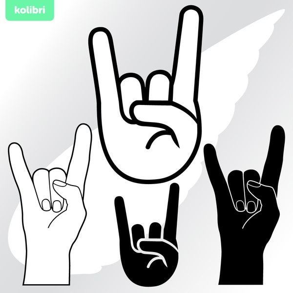 Horns svg – Horns clipart – Rock fan sign svg – Metal music svg – Emoji fingers svg – Devil hand svg – eps, png, dxf, pdf, svg for cricut