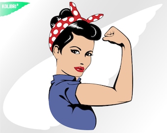 Rosie svg – Rosie the Riveter svg – Rosie png – Bandana svg – Rosie the Riveter clipart – Woman svg – eps, png, dxf, pdf, svg for cricut