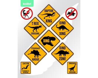 Dinosaurie svg – Dinosaurie clipart – Raptor Danger svg – Dinosaurie crossing svg – Dino zone svg – T-rex svg – eps, png, dxf, pdf, svg för Cricut