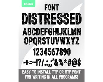 Czcionka Distressed svg – Distressed svg – Grunge svg – Litery alfabetu svg – Czcionka instalowalna ttf otf – eps png dxf pdf svg cricut, procreate