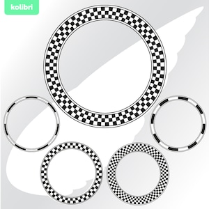 Checkered circle svg – Checkered pattern svg – Checkered frame svg – Rally svg – Race circle svg – eps, png, dxf, pdf, svg for cricut