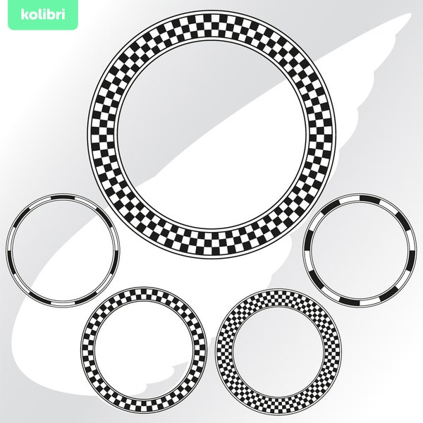 Checkered circle svg – Checkered pattern svg – Checkered frame svg – Rally svg – Race circle svg – eps, png, dxf, pdf, svg for cricut