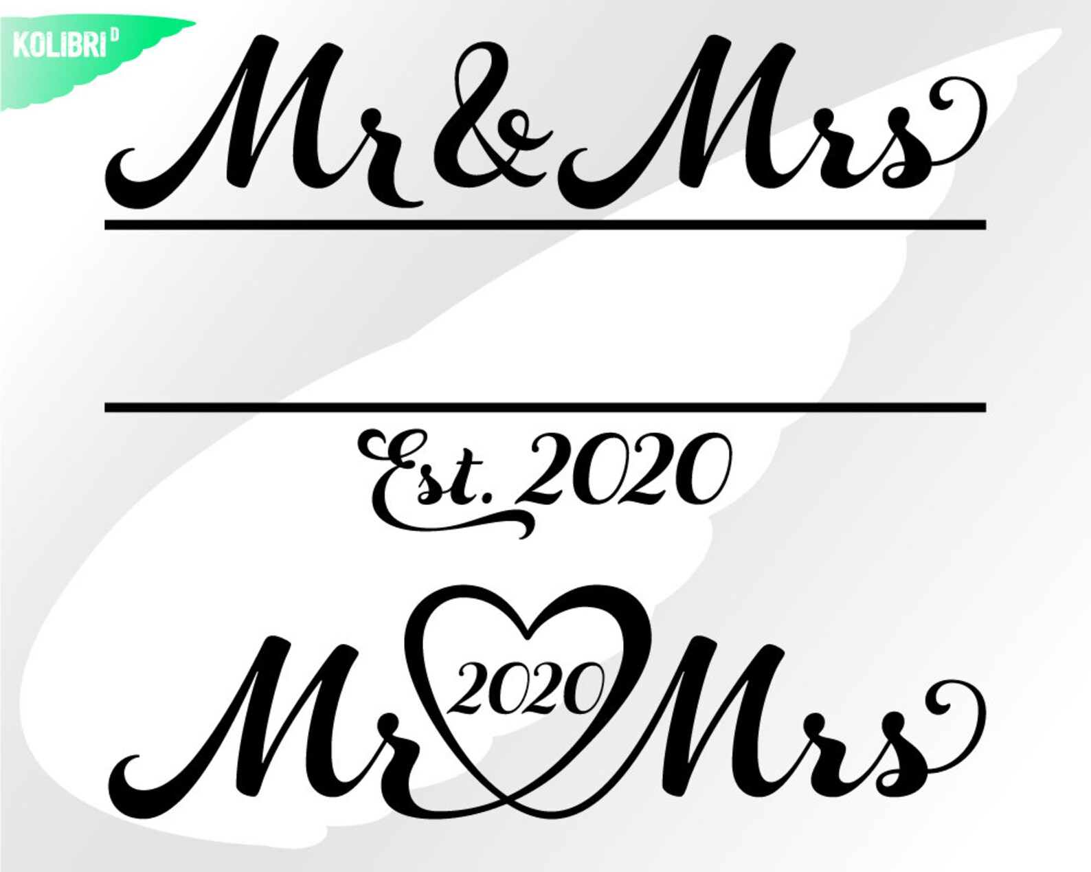 Mr & Mrs Svg Wedding Svg Marriage Clipart Split Heart - Etsy