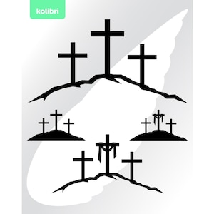 Calvary cross svg – Calvary svg – Jesus svg – Three crosses svg – Religious cross clipart – Easter svg – eps, png, dxf, pdf, svg for cricut