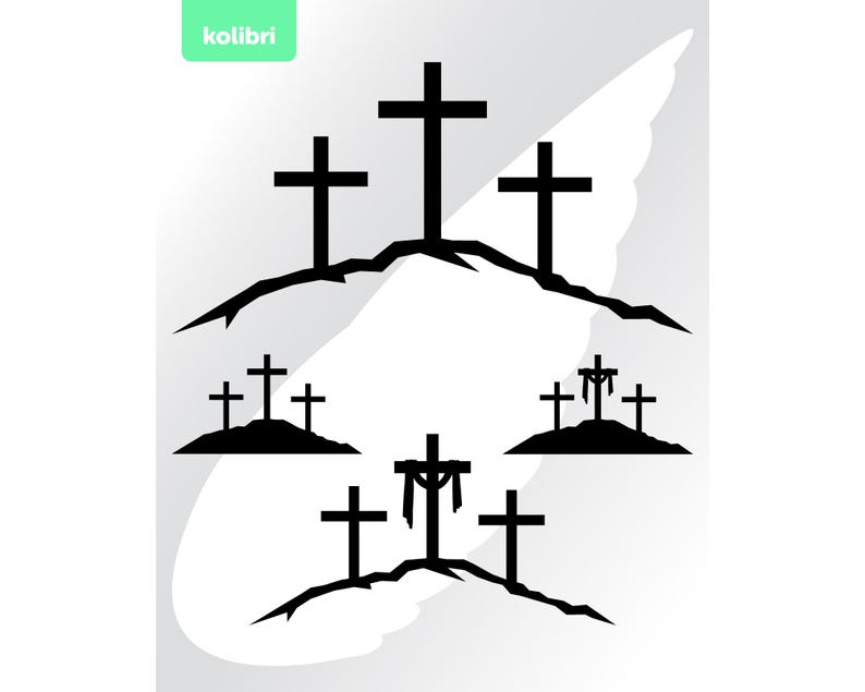 Calvary cross svg – Calvary svg – Jesus svg – Three crosses svg – Religious cross clipart – Easter svg – eps, png, dxf, pdf, svg for cricut image 1