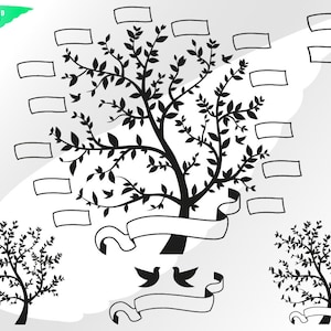 Family tree svg – Family svg – Family tree clipart – Wedding ribbon svg – Gathering family reunion svg – eps, png, dxf, pdf, svg for cricut