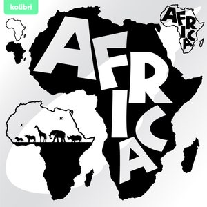 Afrika svg – Afrika Clipart – Afrikanische Tiere svg – Afrika Landkarte svg – Schwarzer Kontinent svg – eps, png, dxf, pdf, svg für Cricut, sublimieren