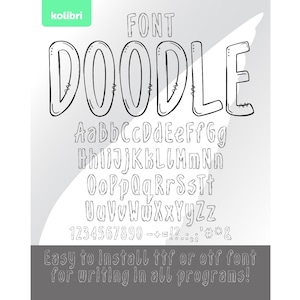 Fuente Doodle – Letras Doodle – Doodle SVG – Alfabeto dibujado a mano – Fuente instalable en formatos OTF, TTF, EPS, PNG, DXF, PDF y SVG para Cricut y Procreate