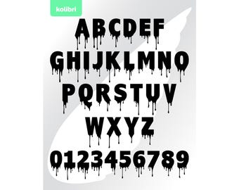 Kapiące litery svg – Kapiące svg – Pikantny svg – Tekst alfabetu svg – Krwawa kapiąca czcionka svg – eps png dxf pdf svg dla cricut, procreate
