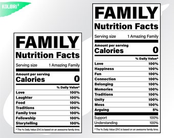 Famille svg – Awesome famille png – Faits nutritionnels svg – Nutrition svg – Famille clipart – Étiquette svg – eps, png, dxf, pdf, svg pour cricut