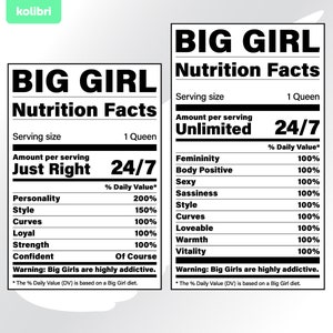 Svg grande fille - Svg grande femme - Valeur nutritive svg - Svg nutrition - Étiquette svg - eps, png, dxf pdf, svg pour cricut