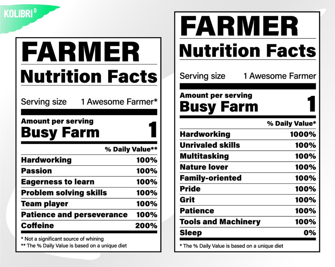 Farmer Svg Nutrition Facts Svg Nutrition Svg Farmer Facts Clipart Nutritional Farmer Label Svg