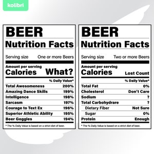 Bière svg – Valeurs nutritives svg – Nutrition svg – Bière faits clipart – Étiquette de bière nutritionnelle svg – eps, png, dxf pdf, svg pour cricut