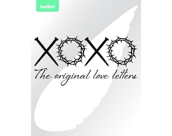 XOXO svg – XOXO clipart – Crown of thorns svg – Nail svg – Jesus svg – Religious svg – Love letters svg – eps, png, dxf, pdf, svg for cricut
