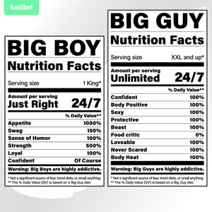 Big guy svg – Big boy svg – Nutrition facts svg – Nutrition svg – Big man svg – Father svg – Label svg – eps, png, dxf pdf, svg for cricut