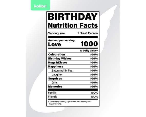 Birthday svg – Nutrition facts svg – Nutrition svg – Birthday facts clipart – Birthday party label svg – eps, png, dxf pdf, svg for cricut