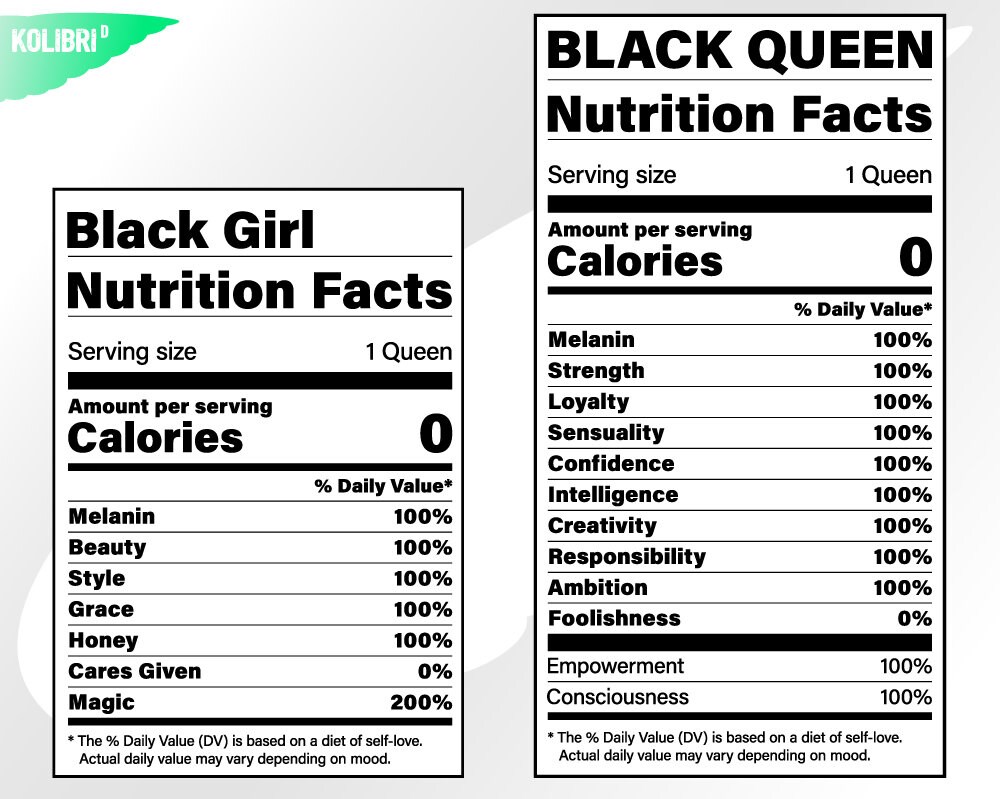 Download Black Girl Svg Black Queen Svg Nutrition Facts Svg Etsy