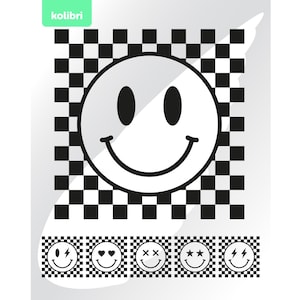 Svg sourire damier - Svg damier - Svg sourire - Svg damier - clipart sourire - sourire heureux png - eps, png, dxf, pdf, svg pour cricut