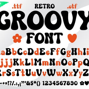 Groovy font svg Retro font svg Vintage svg Alphabet groovy letters Installable font ttf, otf eps png dxf pdf svg cricut, procreate image 3