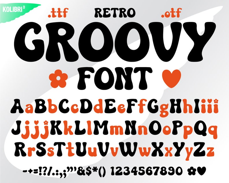 Groovy font svg Retro font svg Vintage svg Alphabet groovy letters Installable font ttf, otf eps png dxf pdf svg cricut, procreate image 3