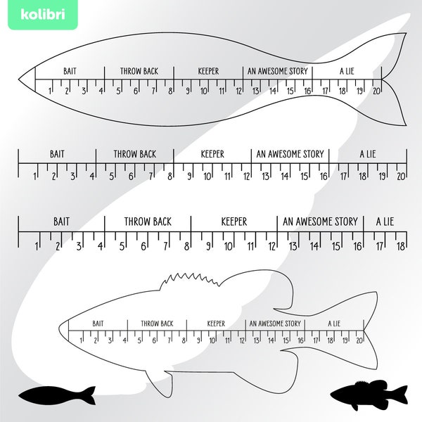 Fish ruler svg – Fish ruler clipart – Fish svg – Fish clipart – Fishing svg – Fish measure svg – Laser cut – eps png, dxf pdf svg for cricut