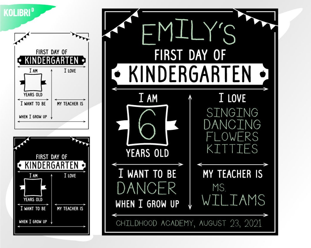 First Day of Kindergarten Svg First Day of Sign Template Kindergarten