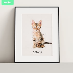 Personalisiertes Katzenportrait – Haustier-Aquarellmalerei – Illustration, Geschenk für ihn, Gedenkzeichnung – 40x20 Zoll