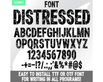 Distressed font svg – Distressed svg – Grunge svg – Alphabet letters svg – Installable font ttf otf – eps png dxf pdf svg cricut, procreate