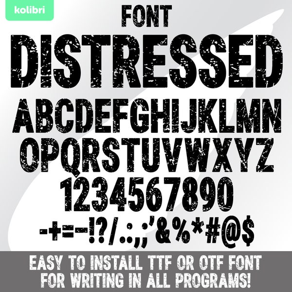 Distressed font svg – Distressed svg – Grunge svg – Alphabet letters svg – Installable font ttf otf – eps png dxf pdf svg cricut, procreate
