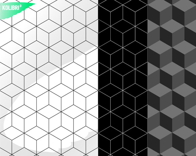 3D Hexagonal Pattern Svg, Seamless Cube Pattern, Geometric Square Block ...