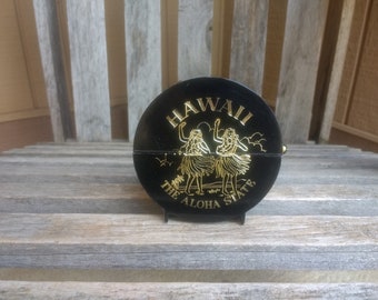 Vintage Hawaiian Coasters Plastic Hawaii &quot;The Aloha State&quot; Souvenir Coasters Set of 6 Coasters with Display Case Made in Hong Kong