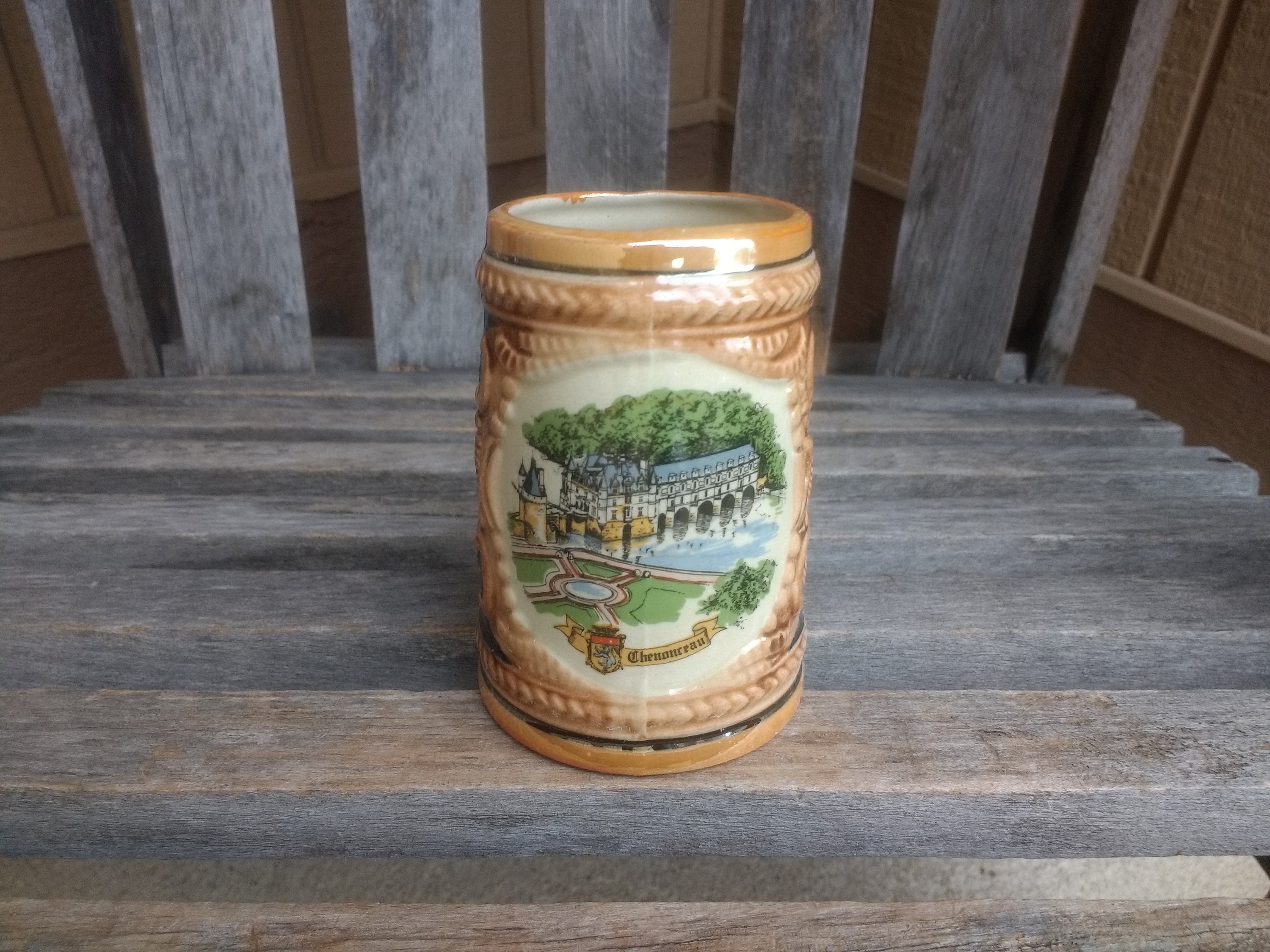Vintage Chateau de Chenonceau Tankard French Souvenir Beer Stein Made in France