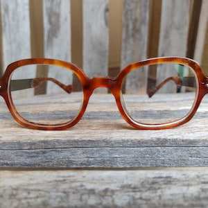 O&X New York Brown Tortoise Shell Plastic Eyeglasses (Frames Only) Retro Vintage Full Rim Glasses Made in Japan