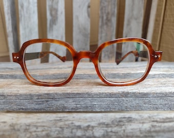O&X New York Brown Tortoise Shell Plastic Eyeglasses (Frames Only) Retro Vintage Full Rim Glasses Made in Japan