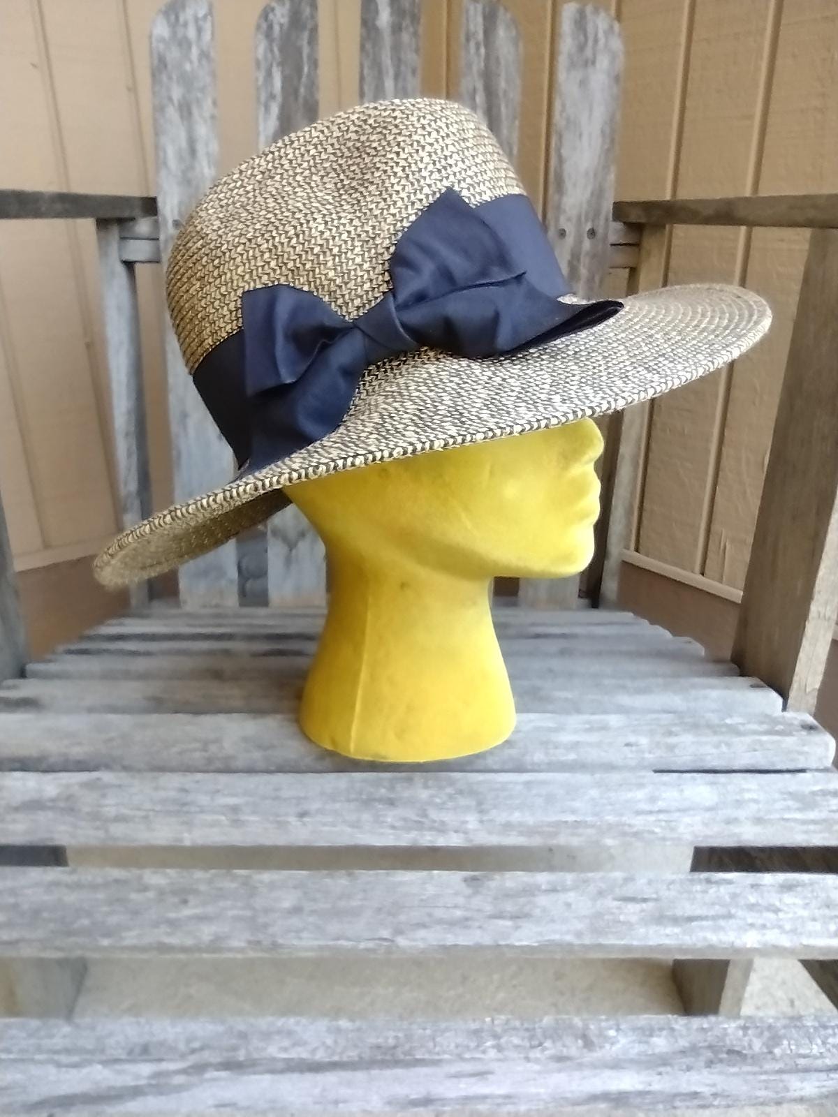 Scala Pronto Woven Tan and Black Sun Hat With Black Ribbon  display picture 2