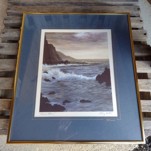 Larry Dotson Hawaiian Art Print Titled &quot;Maui Storm&quot; Artist Signed Framed 14&quot;x16&quot; Matted 9&quot;x11&quot;