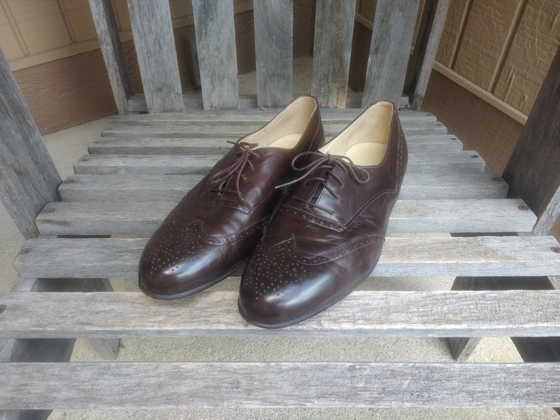 Vintage Bragano by Cole Haan Brown Leather Mens Shoes Leather Upper and Soles Size 9 M Made in Italy 