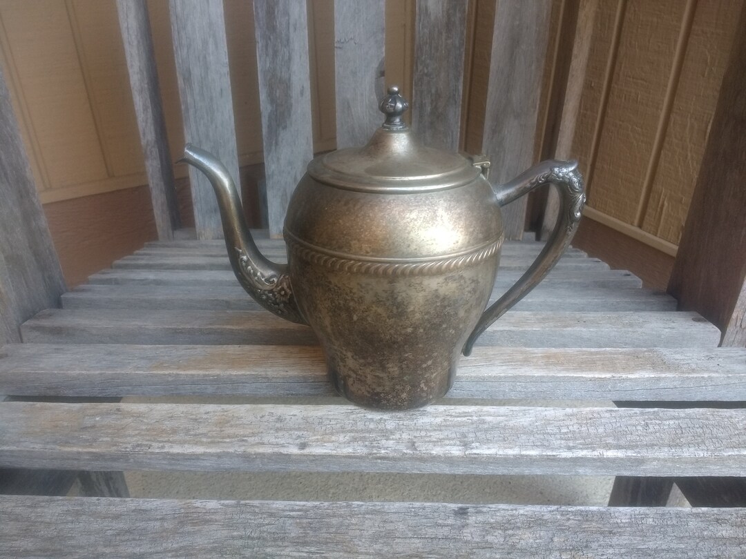 Ornate Silver on Copper Teapot With Lid Retro Vintage Kitchen Etsy