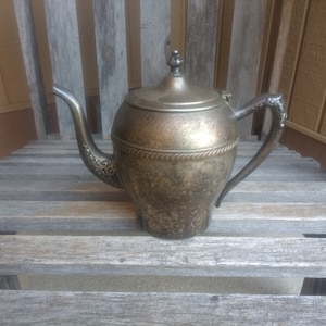 Verzierte Silber auf Kupfer Teekanne mit Deckel Retro Vintage Küche Esszimmer Dekor
