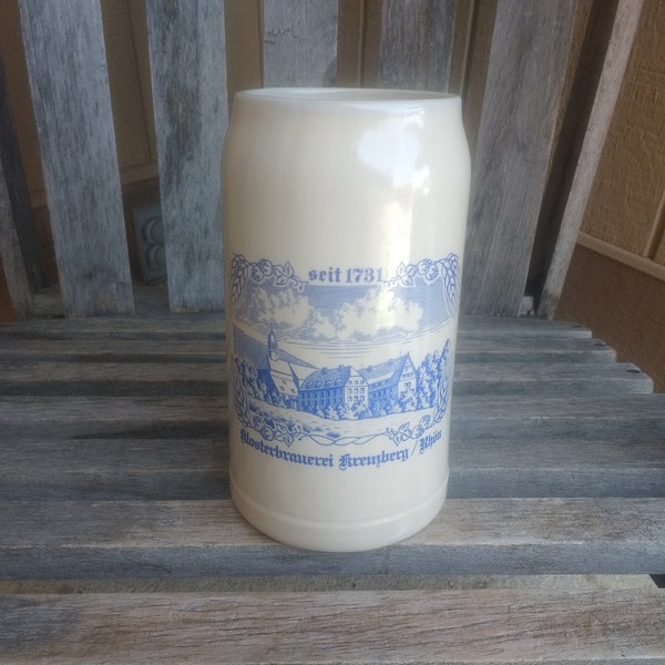 Vintage Klosterbrauerei Kreuzberg Rhon Stein Retro German Monastic Tankard Volume 1.0l